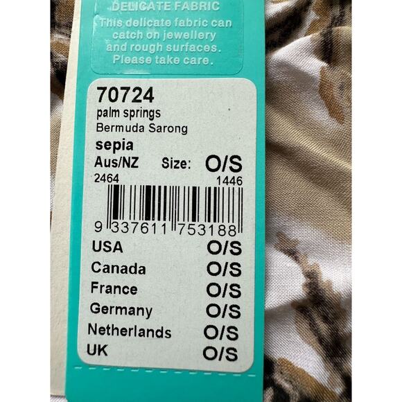 New ! Seafolly Australia Palm springs‎ Bermuda Sarong sepia O/S - Picture 6 of 9